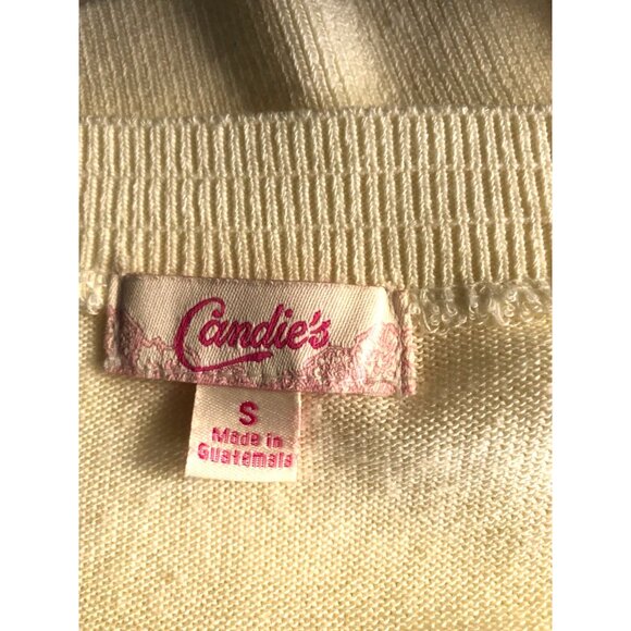 CANDIE'S- WOMEN IVORY KNIT CREW NECK SHORT SLEEVE TOP SIZE SMALL - Picture 6 of 6